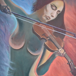 обнажённая скрипачка