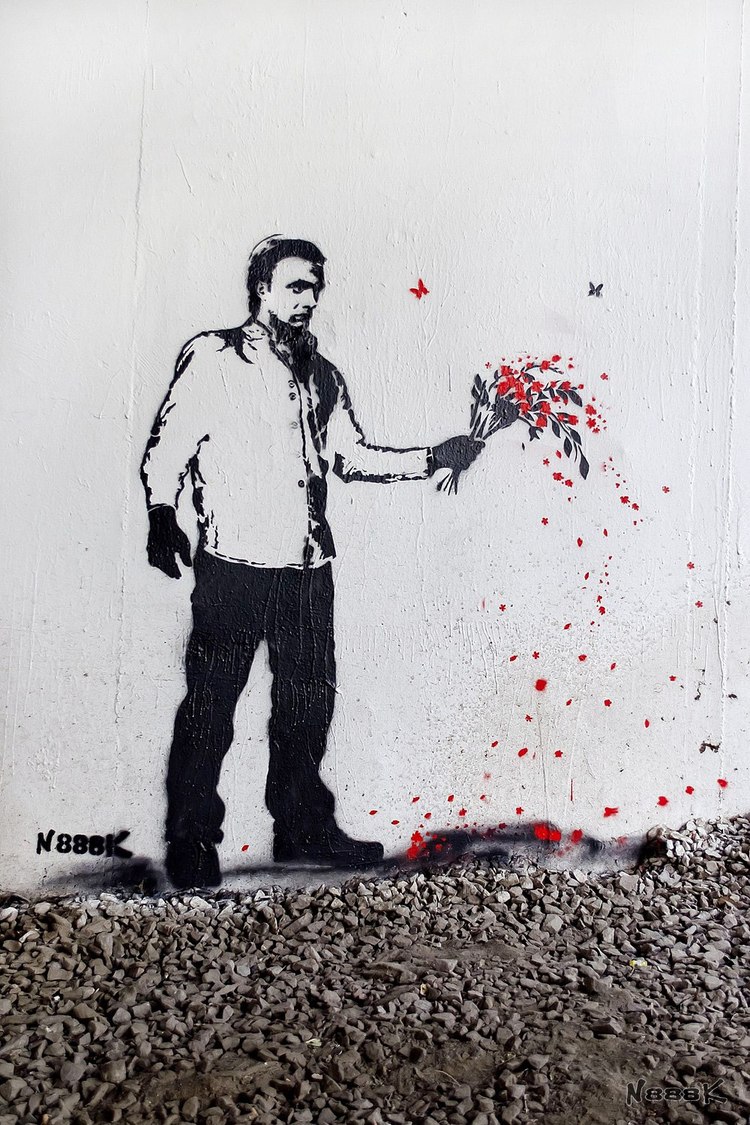 Иллюстрация Дарите женщинам цветы. в стиле graffiti |