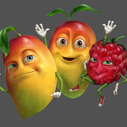 Реклама мороженного Эkzo "манго-малина". Персонажи.