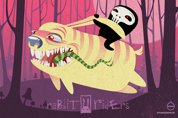 Giant Rabbit Rider Иллюстрация Rabbit Riders в стиле персонажи | Illustrators.ru