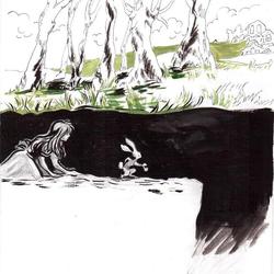 "Темная длинная нора...Куда же он спешит?"