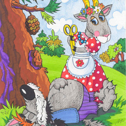 Иллюстрация к сказке"Волк и 7 козлят"