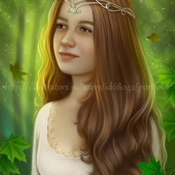 Девушка-эльфийка  в волшебном лесу (портрет)