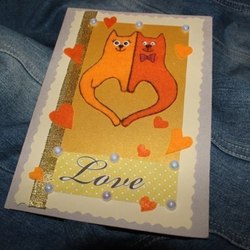 открытка "влюблённые коты"
