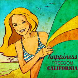 Серия иллюстраций «Happiness. Freedom. California»