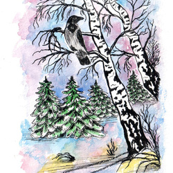 Ворона на дереве