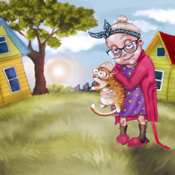 бабуля с котом