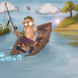 рыбак на тонущей лодке