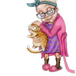 бабуля с котом 