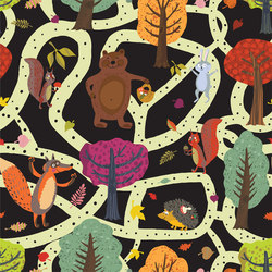 Осенний паттерн с лесными зверями 