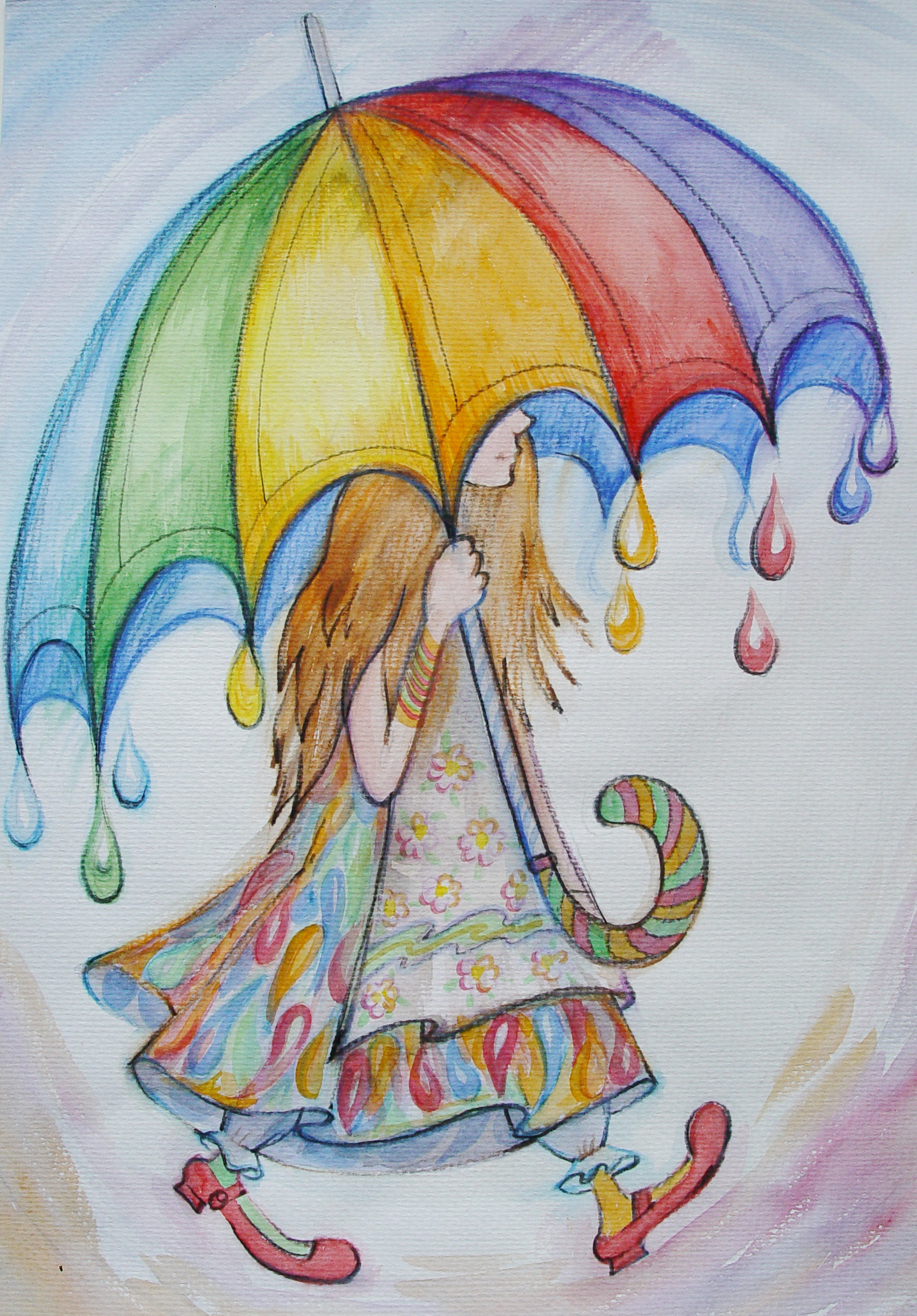 Красивый зонтик рисование