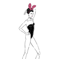 Cute rabbit ( fashion  glamor illustration girl woman люди человек женщина фэшн иллюстрация sexy девушка гламур )