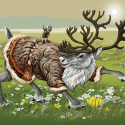 иллюстрация к долганской сказке "Мышка и олень"