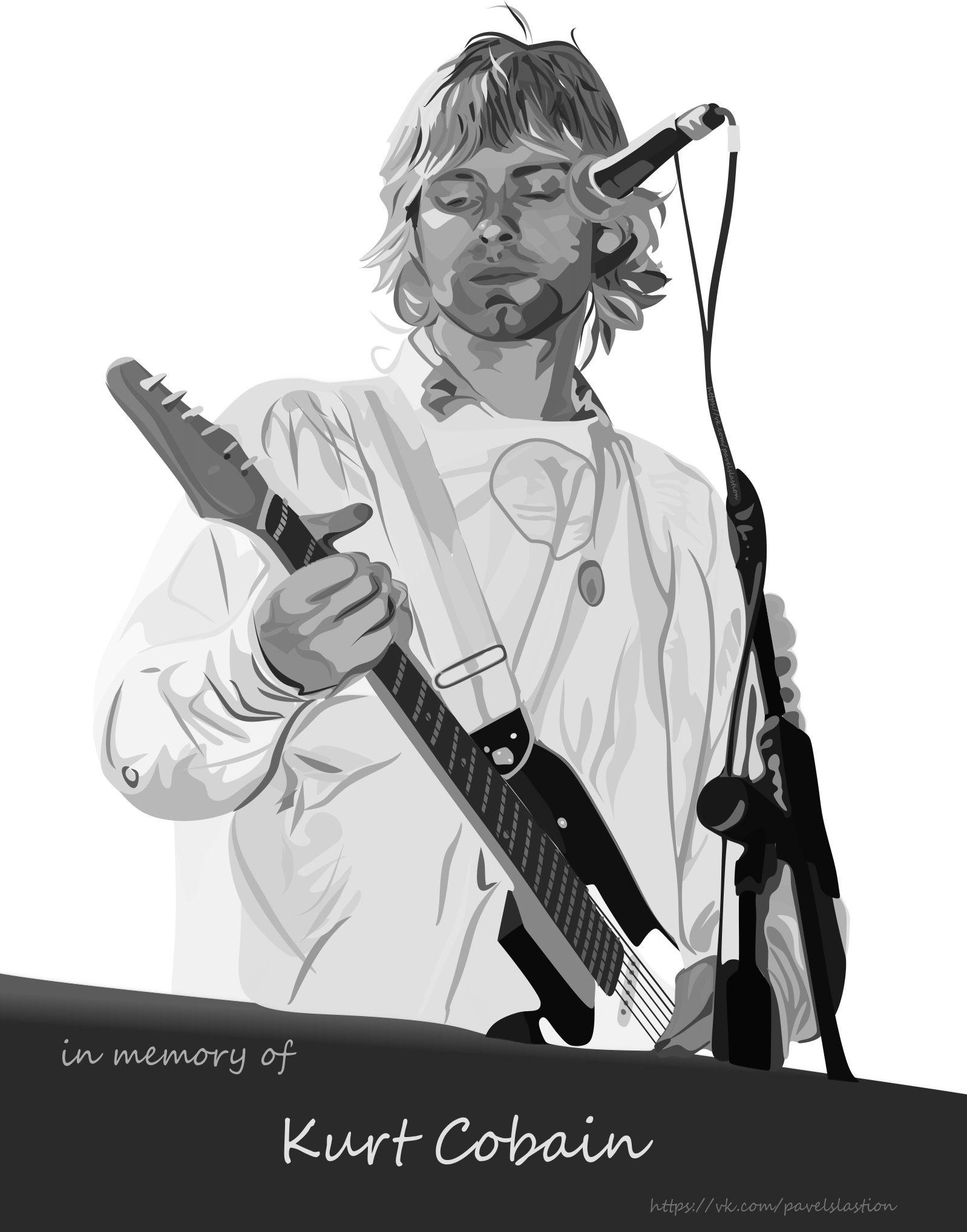 Иллюстрация Курт Кобейн в стиле плакат | Illustrators.ru