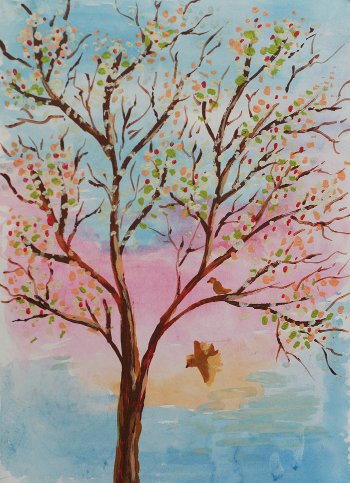 Как нарисовать весеннее дерево. Рисование деревья весной. Рисование Весеннее дерево. Весенние деревья акварелью. Весеннее дерево красками для детей.