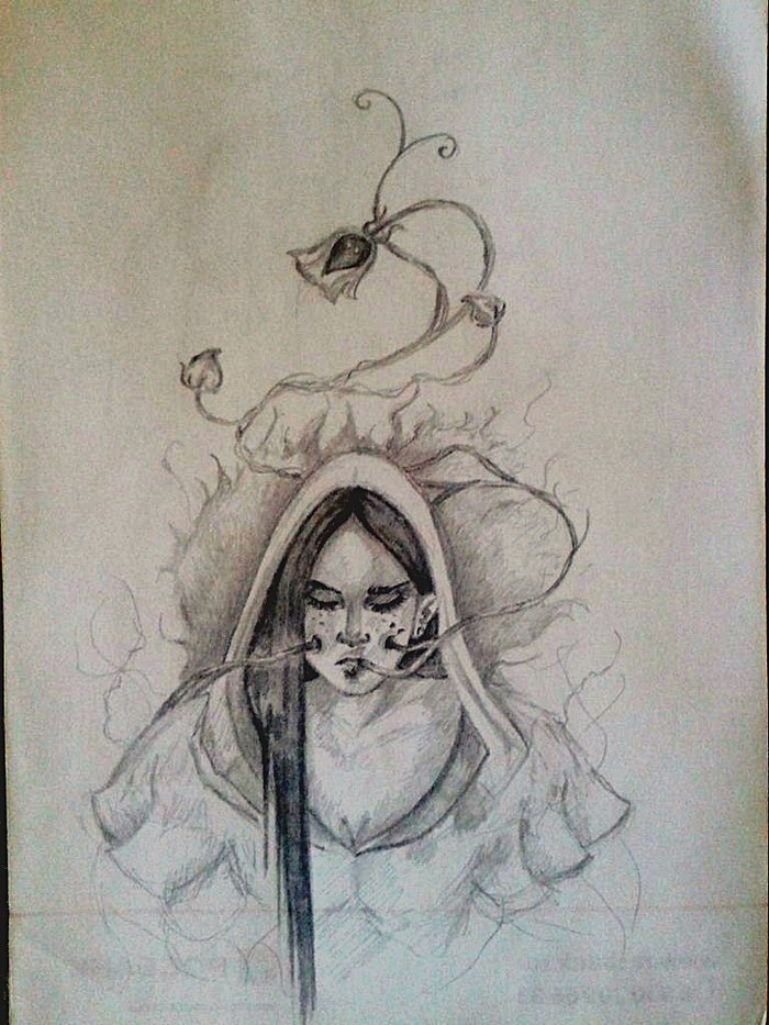 Иллюстрация Арт простым карандашом. в стиле 2d, декоративный,