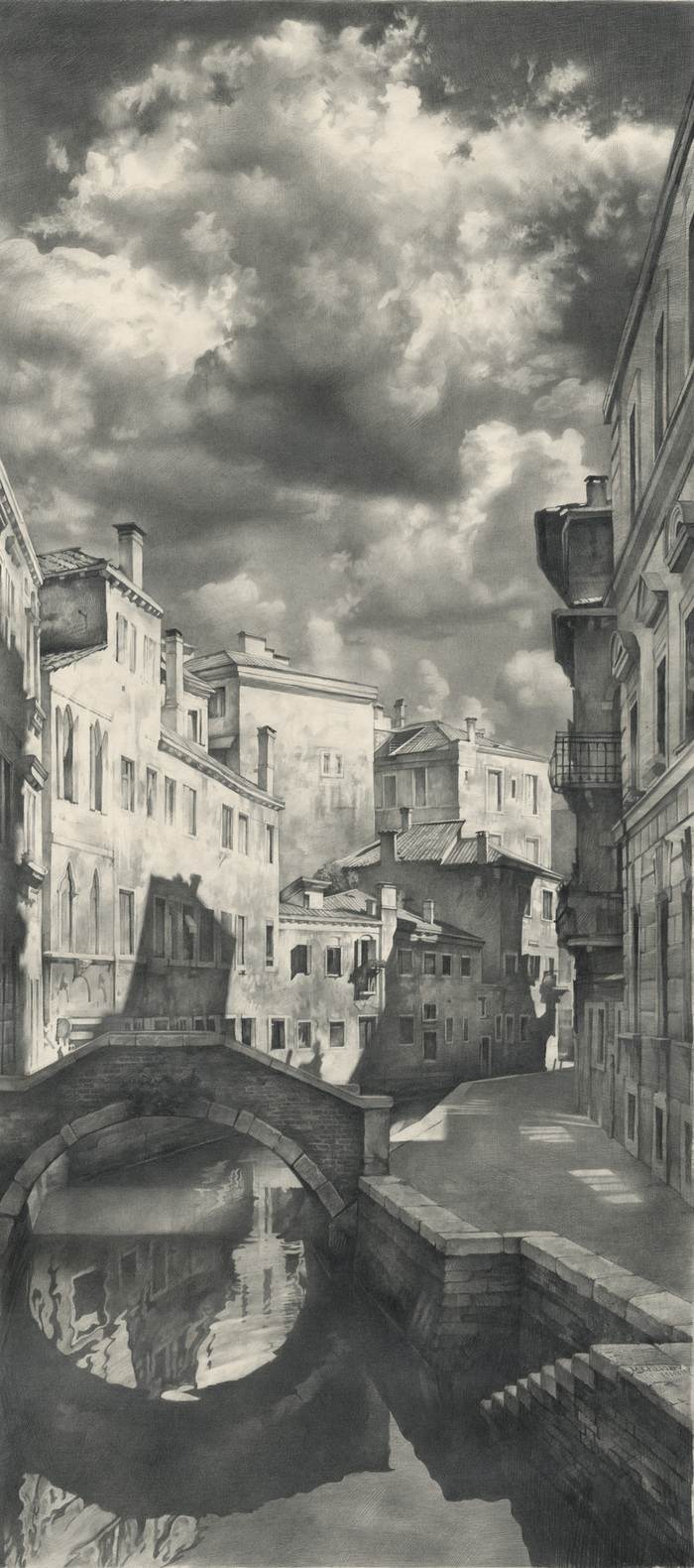 Main 2000 2012 a view from other bridge 105x47 pencil on paper