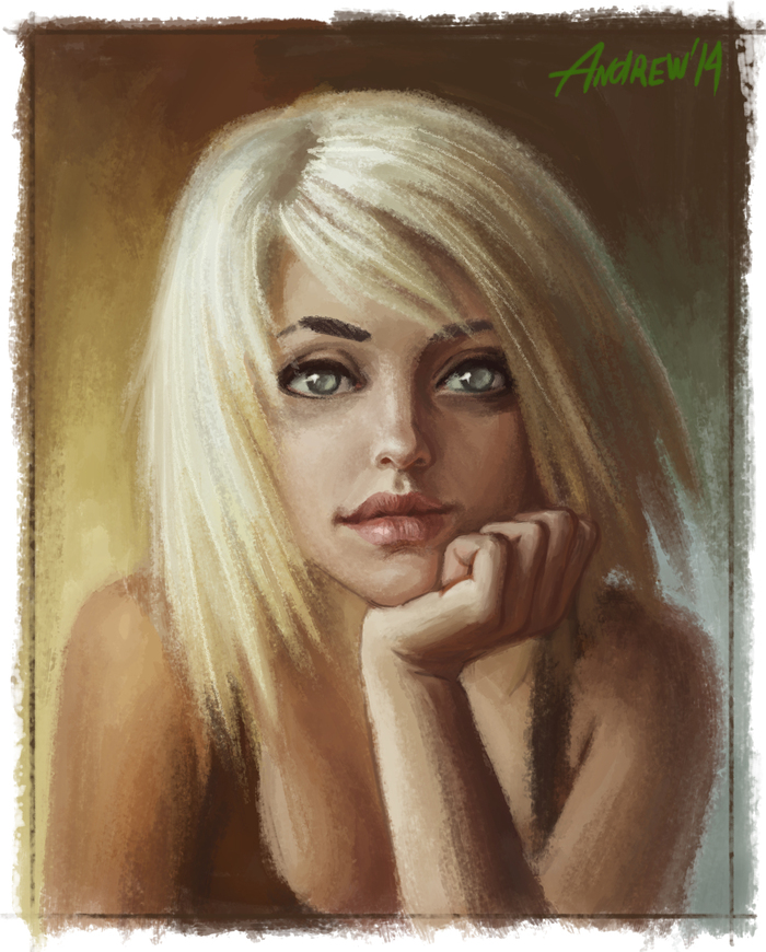 Нарисованная блондинка с короткой стрижкой