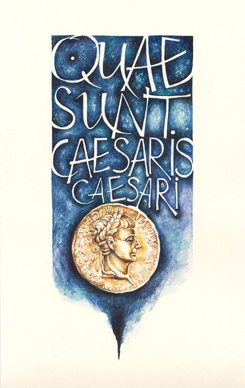 Иллюстрация Динарий кесаря в стиле другое, графика, журнальный |