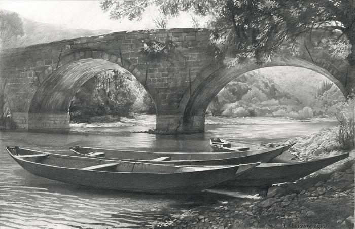Main 2013 old bridge 36x56 pencil on paper 1500