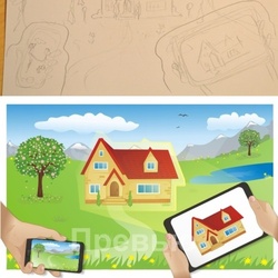 Рисунок с планшетом и телефоном