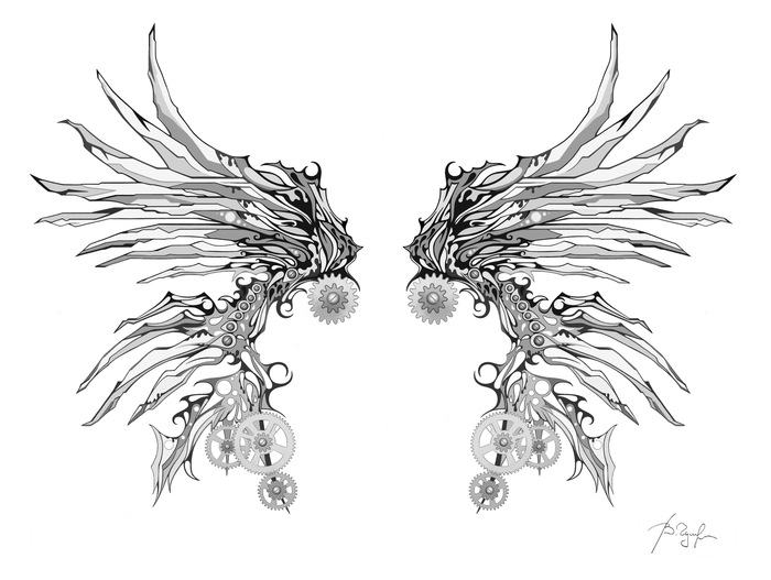 Крылья графическая схема. Механические Крылья тату. Тату стимпанк Крылья. Механические Крылья эскиз. Механические Крылья для человека.