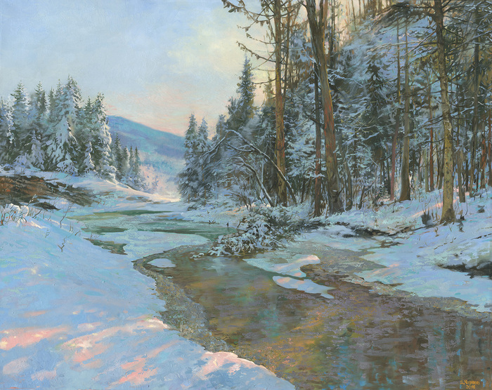 Main 2016 winter river 80x100cm oil on canvas 1500
