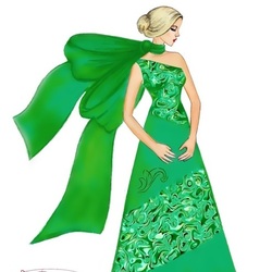 Девушка в зеленом вечернем платье