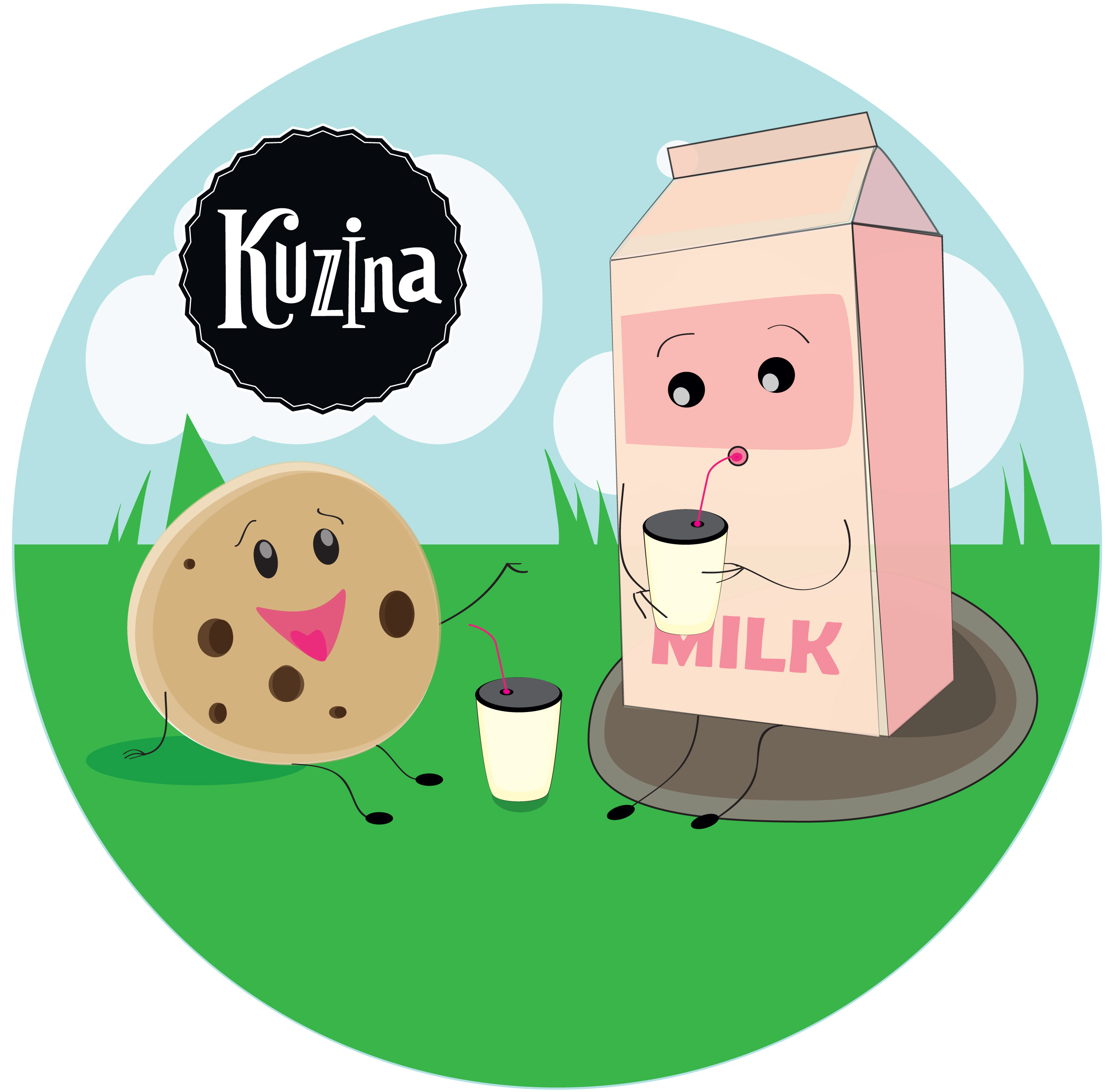 Иллюстрация Кузина наклейки в стиле графика | Illustrators.ru