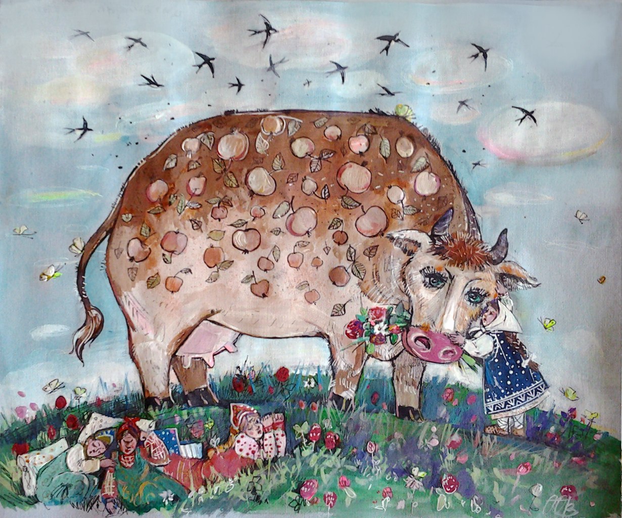 Корова из крошечки-Хаврошечки рисунок карандашом
