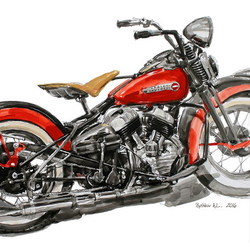  мотоцикл Harley-Davidson WL 1939 рисунок