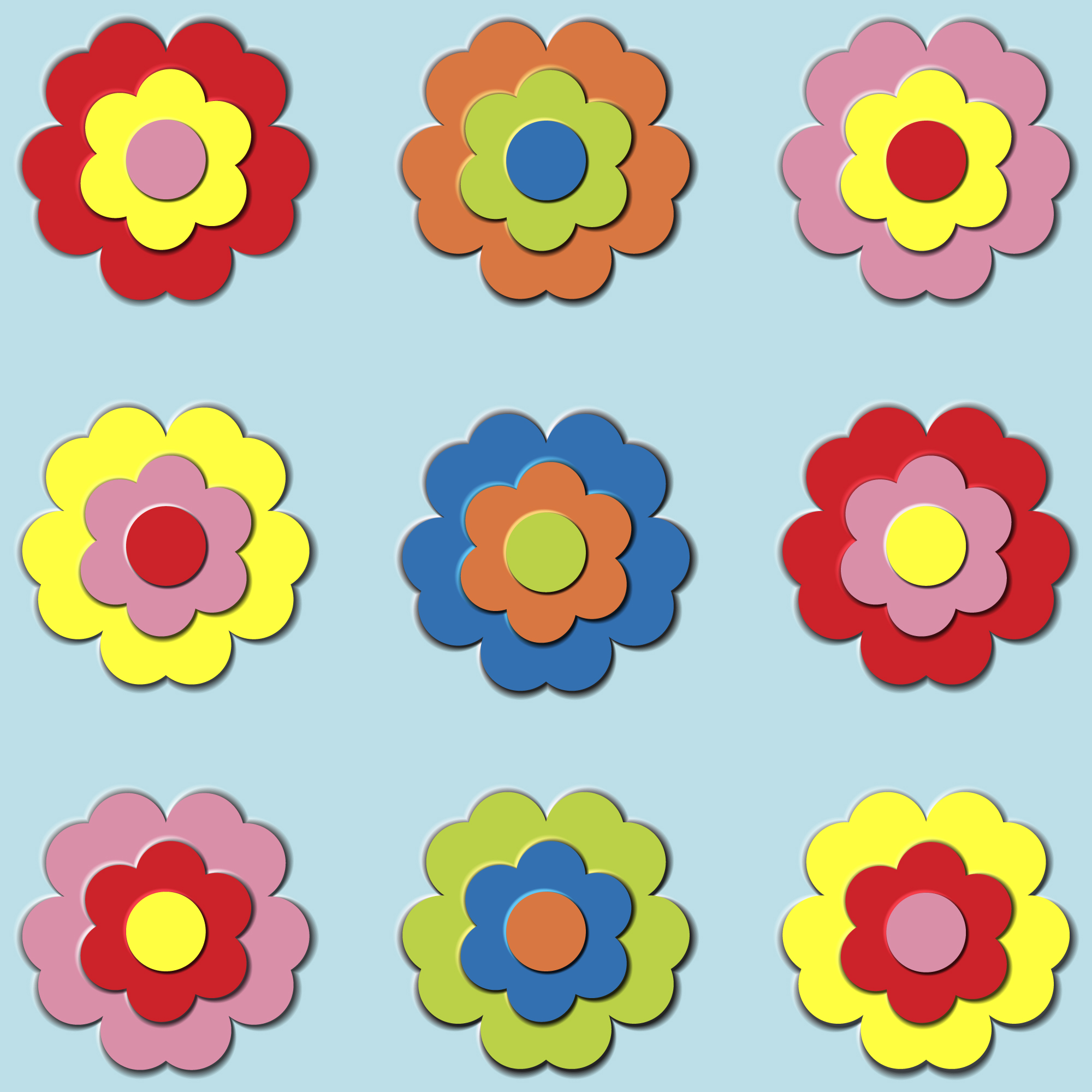 Иллюстрация Аппликация из кружков цветы в стиле 2d