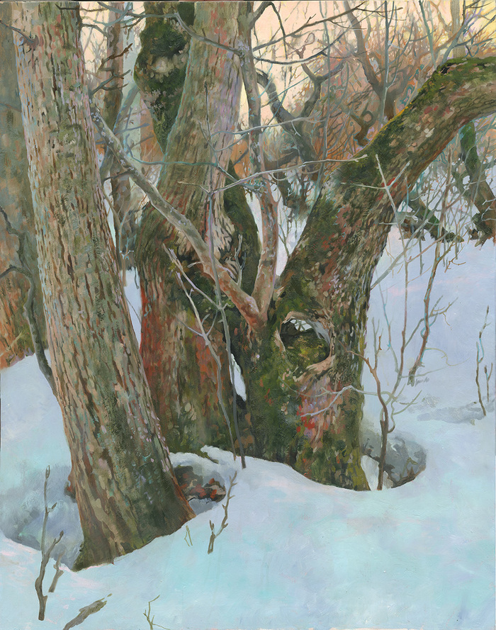 Main 2016 early spring in apple garden 100x80cm oil on canvas 1200