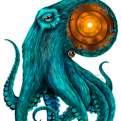 Осьминог эскиз тату. Эскиз татуировки. Octopus sketch, sur, neotrad, blue, turquoise, tattoo flash, illustration. Спрут.