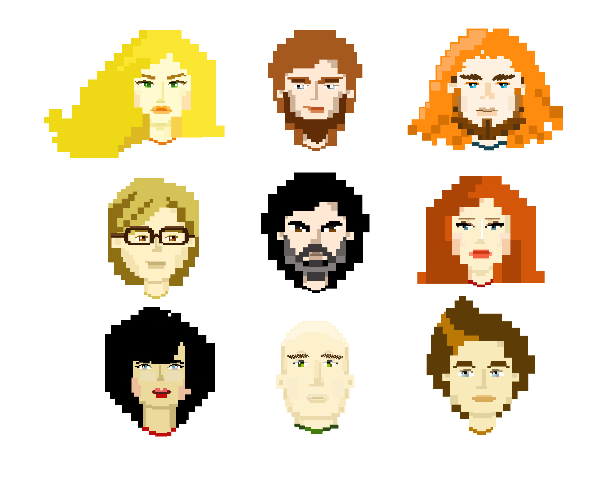 Иллюстрация Team pixel faces в стиле 2d, game dev, персонажи |