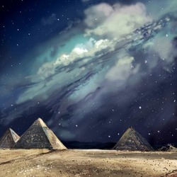Млечный путь над Египетскими пирамидами