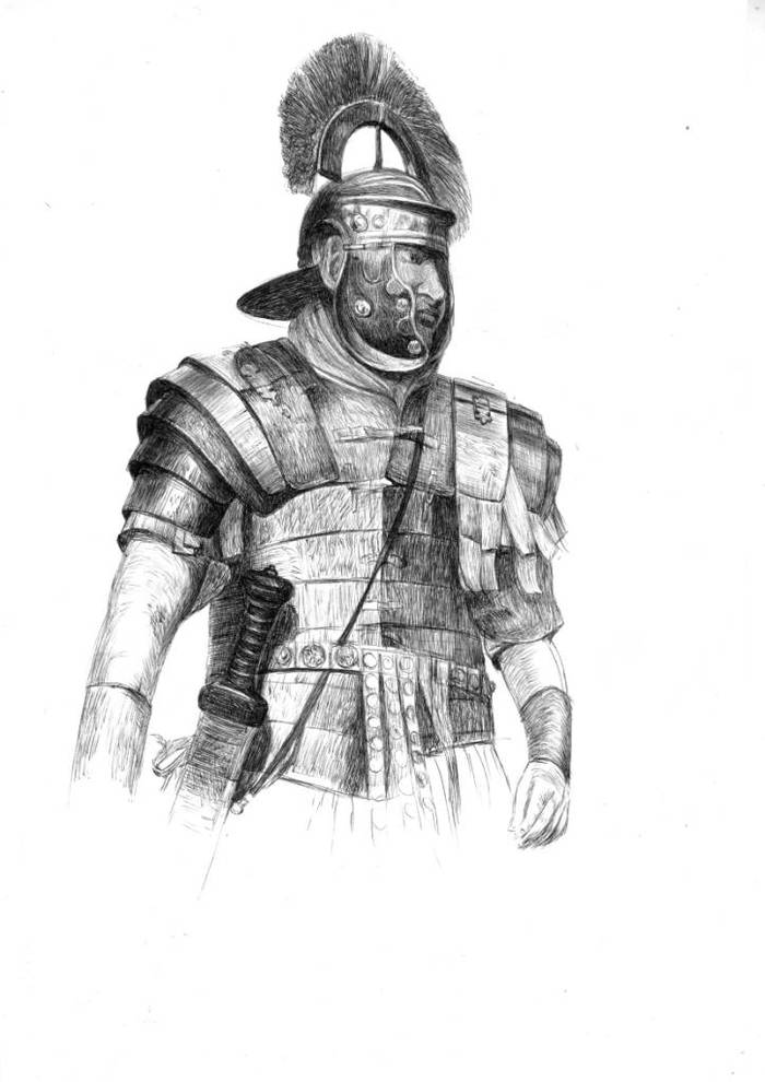 Иллюстрация Центурион - карандашная графика в стиле графика,