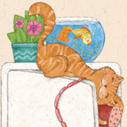 иллюстрация для детского ростомера "коты воруют сосиски"