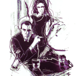 Mikhail Bulgakov's "Master and Margarita". illustration. Voland Gela ...