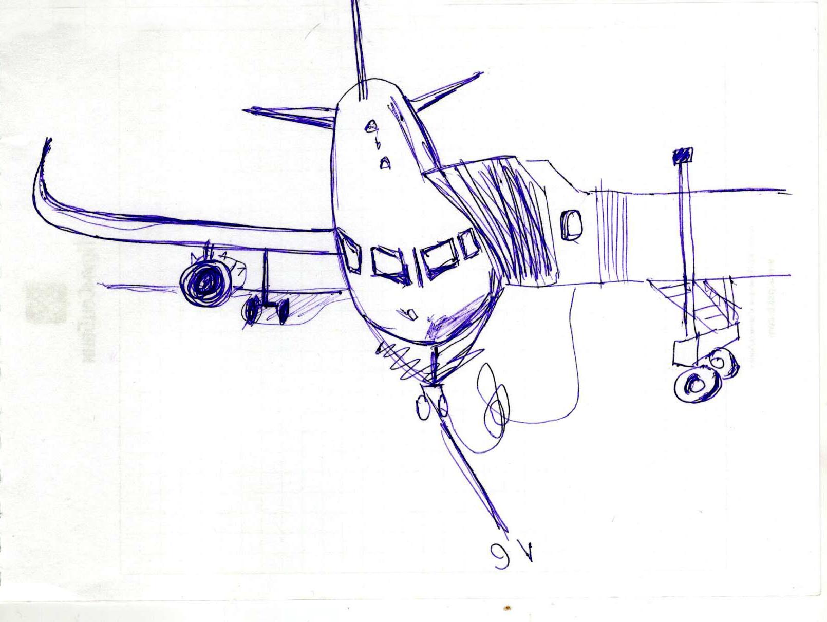 Самолет нарисованный ручкой