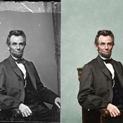 реставрация, ретушь и колоризация фото Линкольна