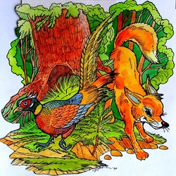 Лисёнок и фазан