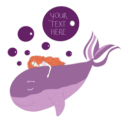 Purple whale and girl card