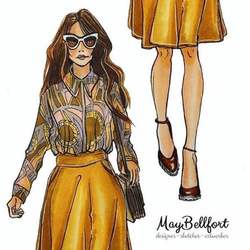 Модная иллюстрация May Bellfort образ Karen Walker