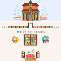 Vintage Book Store Vector Set