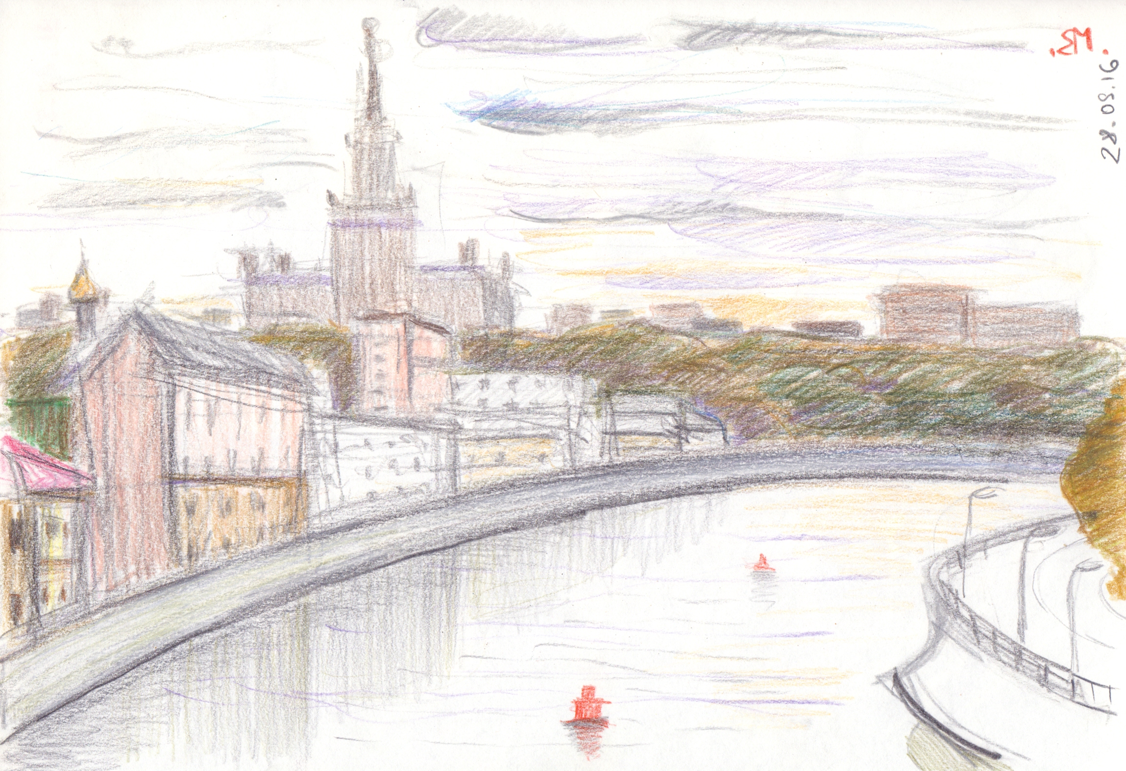 Рисунок Мусоргский рассвет на Москве Москве реке