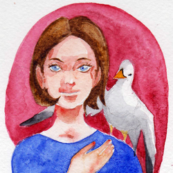 Girl and a seagull