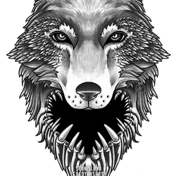 Волк эскиз тату. Эскиз татуировки. Wolf tattoo sketch, sur, soul, teeth, evil, neotrad, tattoo flash, illustration.