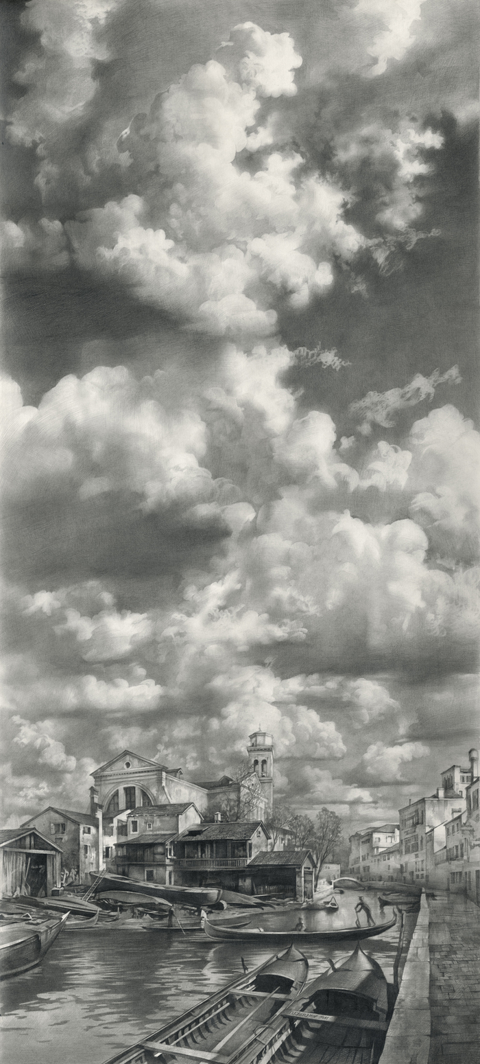 Main 2000 2011 sky above san trovaso 105x47 pencil on paper