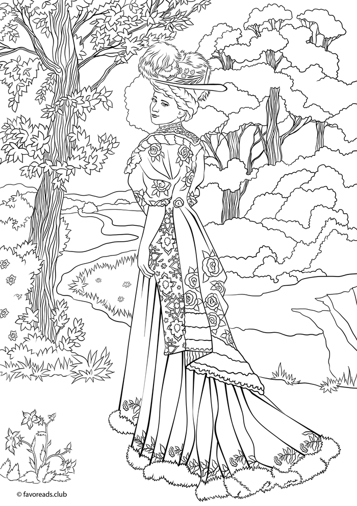 Иллюстрация модница.раскраска в стиле 2d | Illustrators.ru